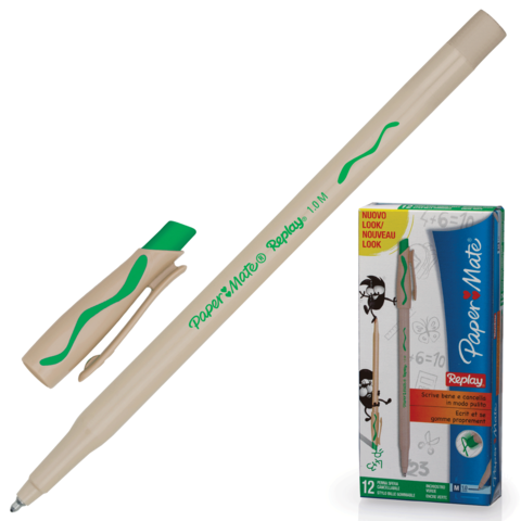 Ручка пиши/стирай REPLAY с ластиком (зеленая) - фото 1 - id-p95396193