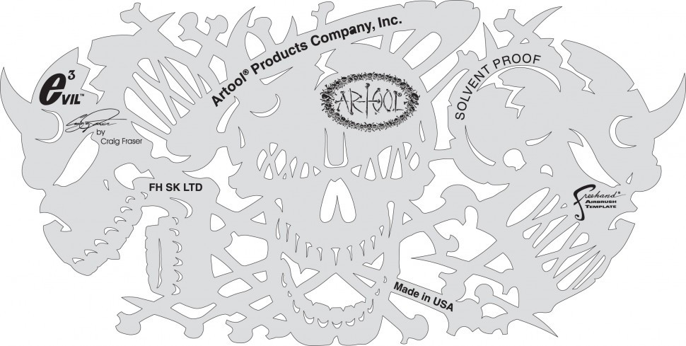 Набор трафаретов черепа 3 EVILS TEMPLATE SET by CRAIG FRASER, США - фото 2 - id-p95397810