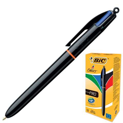 Ручка шариковая автоматическая 4-х цветная черный корпус BIC 902129 (Франция) - фото 1 - id-p95396315