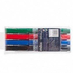 Набор маркеров для доски 4 цвета в PVC-пенале INDEX - фото 1 - id-p95396399