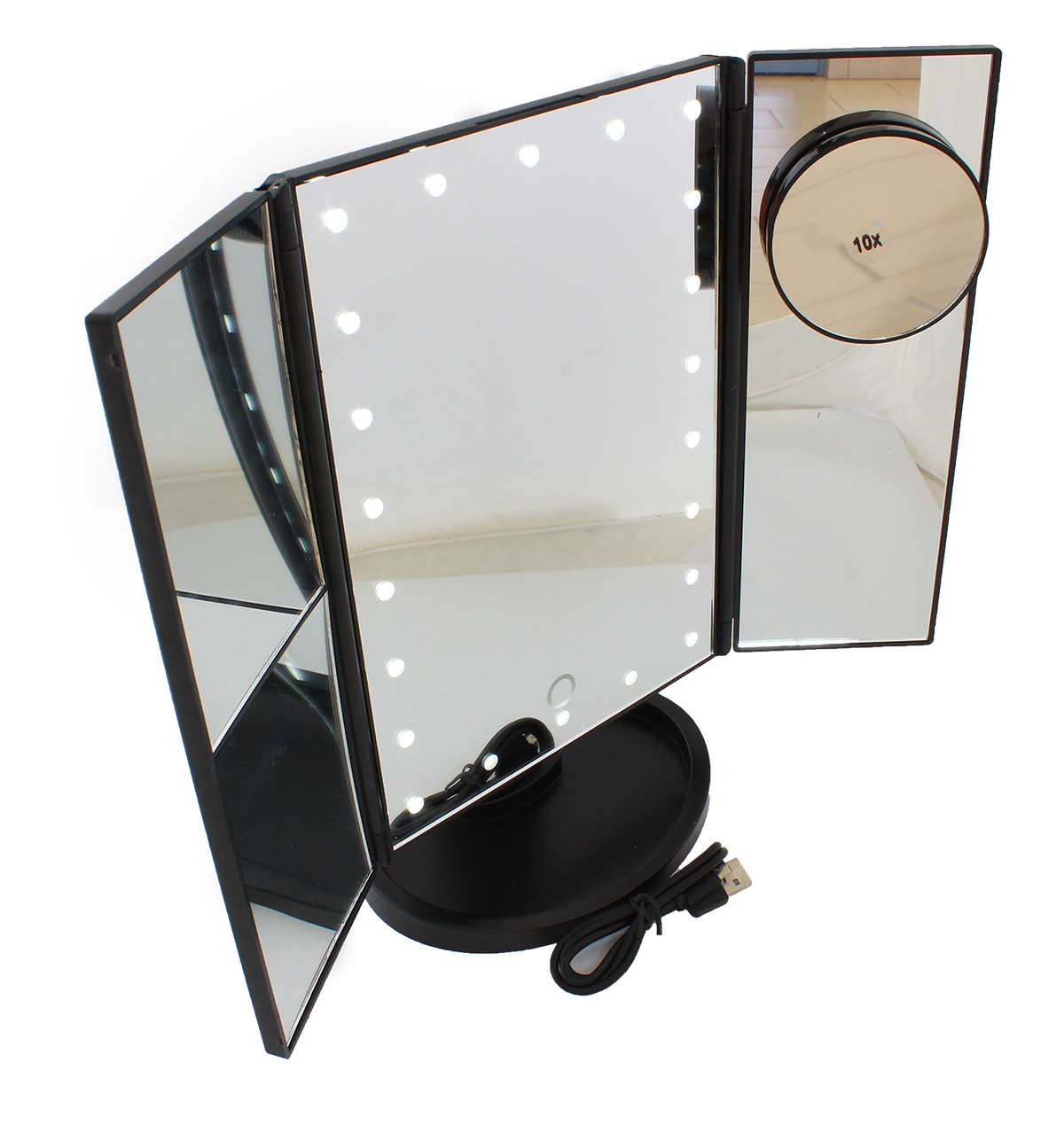 Зеркало настольное для макияжа с подсветкой SiPL комбинированное черное - фото 1 - id-p95414042