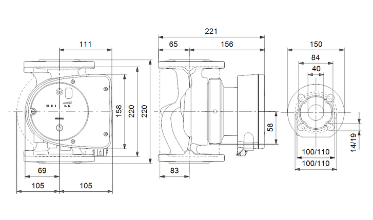 Циркуляционный насос Grundfos MAGNA1 40-60 F, 220 В, фото 2