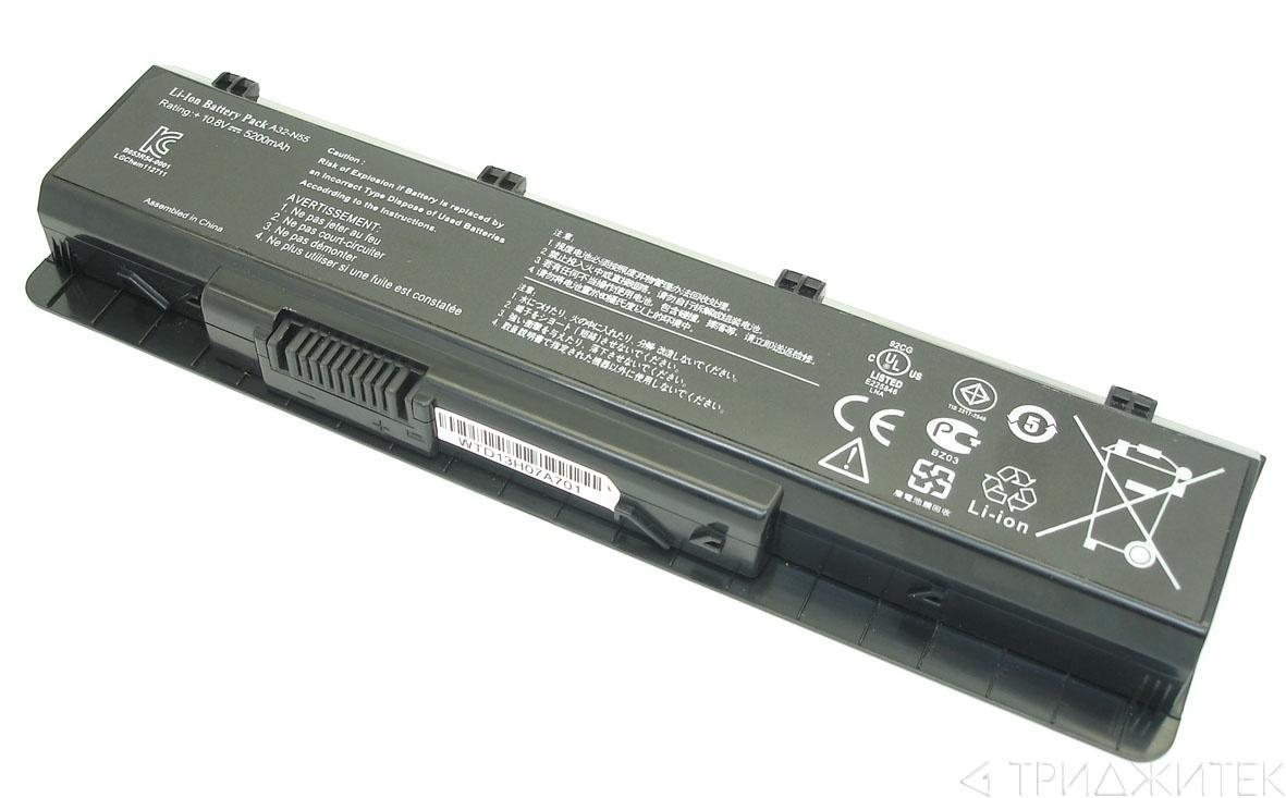Аккумулятор (батарея) для ноутбука Asus N45 10.8V-11.1V 5200mAh A32-N55 черная