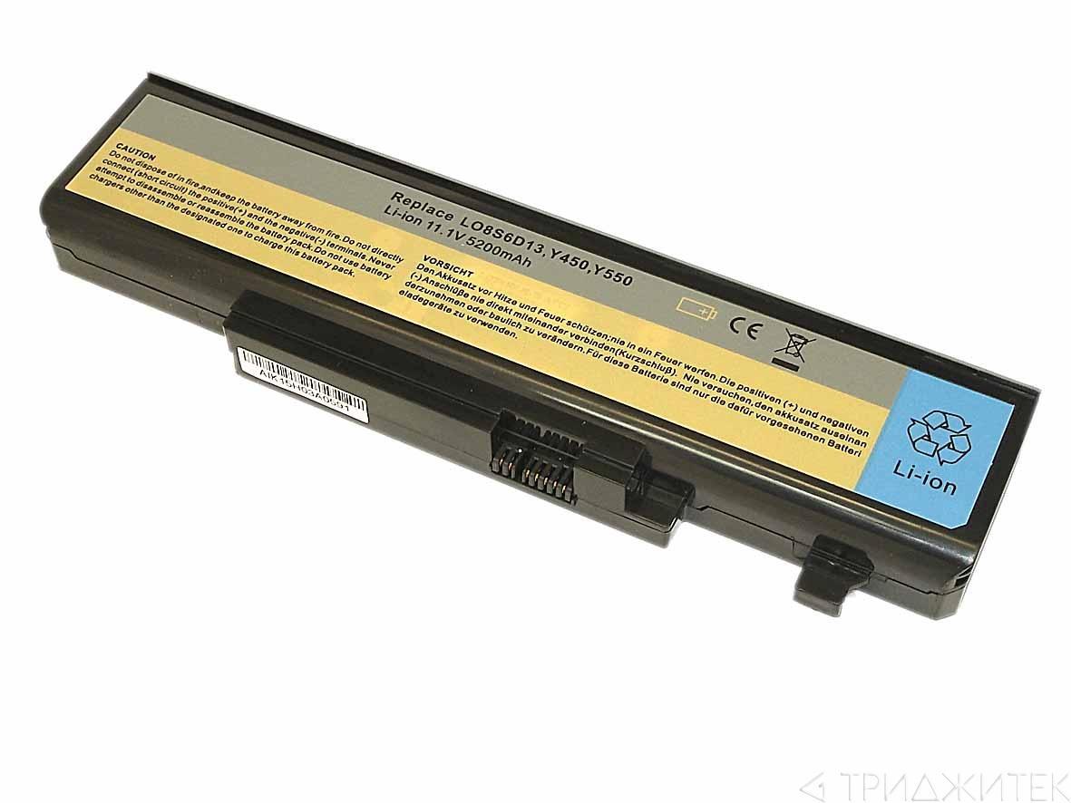 Аккумулятор (батарея) для ноутбука Lenovo Y450 Y550A (L08S6D13) 5200mAh OEM черная