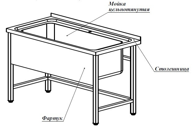 Ванна котломоечная цельнотянутая 1000х720х860 мм - фото 2 - id-p95455388