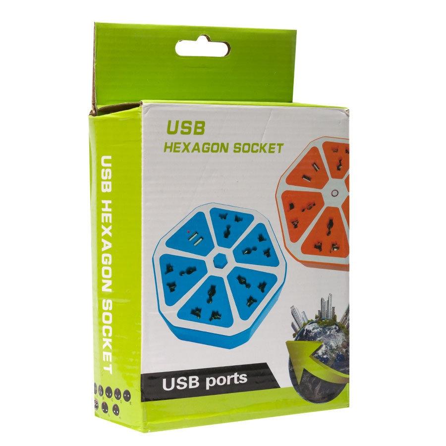Универсальный разъем питания 4 USB Hexagon Socket - фото 4 - id-p95457024