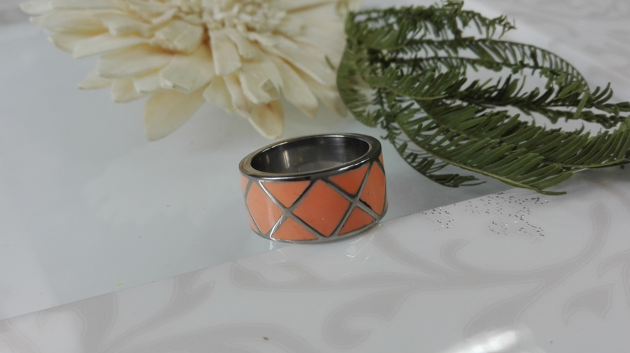 Кольцо с эмалью, оранжевого цвета - фото 2 - id-p95461198