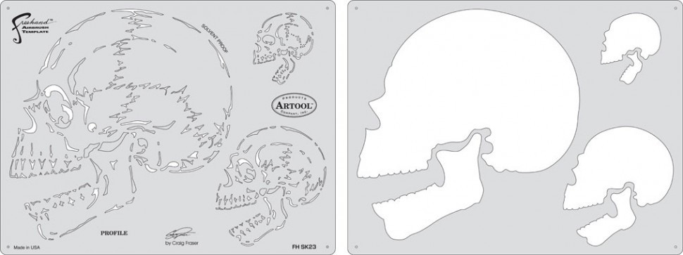 Трафарет черепа HORROR OF SKULLMASTER №3 by CRAIG FRASER, США - фото 2 - id-p95478846