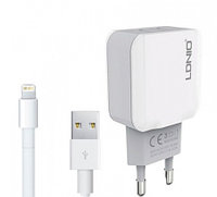 Сетевое зарядное устройство Ldnio A2202 2.1A white (2 USB) + кабель Lightning