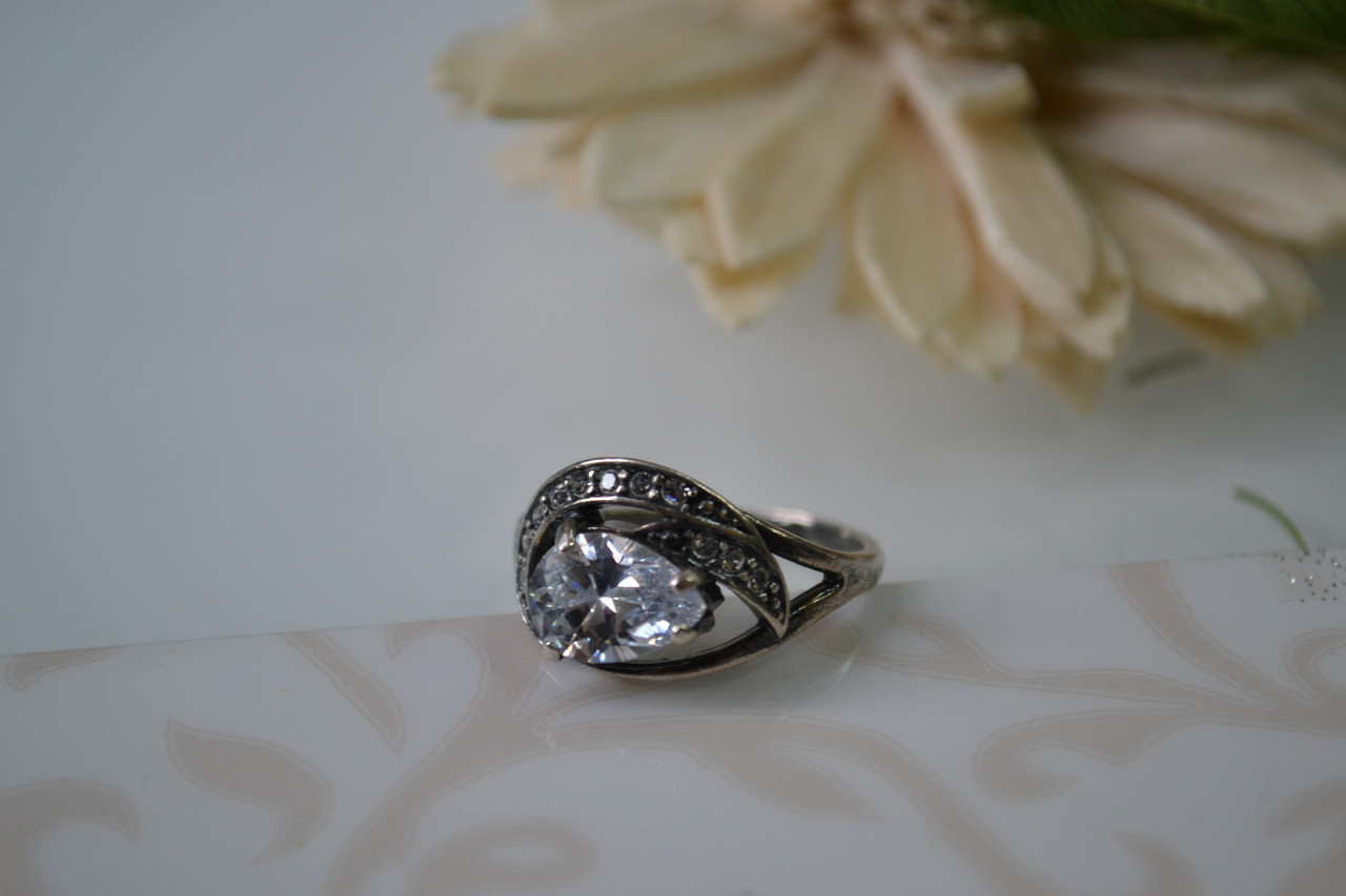 Кольцо в серебре с цирконом - фото 1 - id-p95480567
