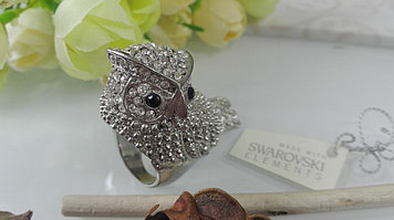 Кольцо Сова  с  кристаллами Swarovski