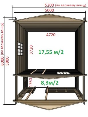 Летний дом с верандой "МАРИЯ" 5х6 м (17,5 + 8,3м²) - фото 5 - id-p46069316