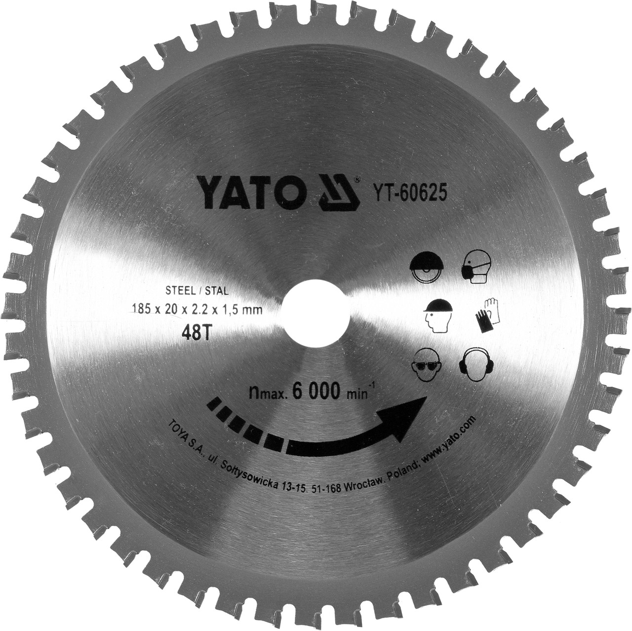 Диск пильный по стали 185/20 48Т "Yato" YT-60625