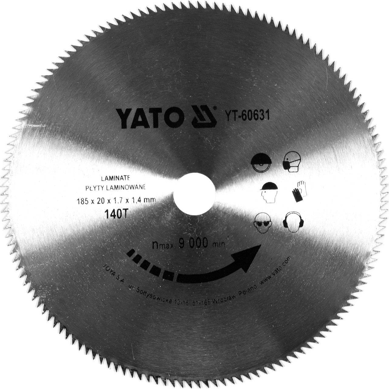 Диск пильный по ламинату 185/20 140T "Yato" YT-60631