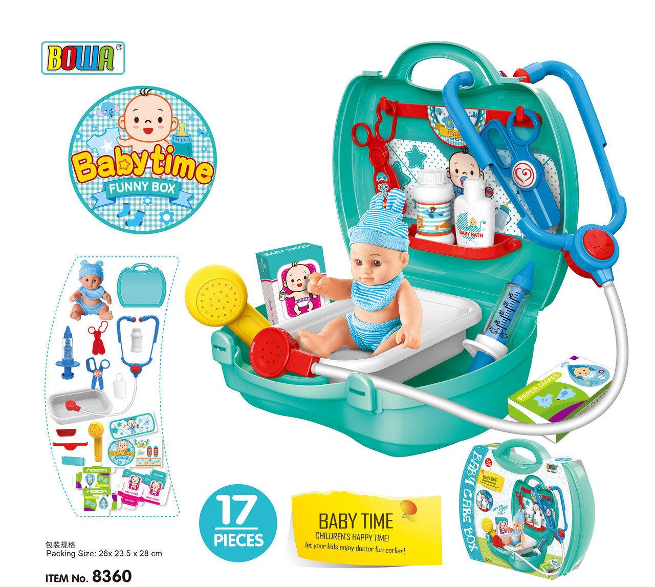 Детский игровой набор доктора арт. 8360 "Юный доктор врач", детский игрушечный набор в чемодане - фото 2 - id-p95509358