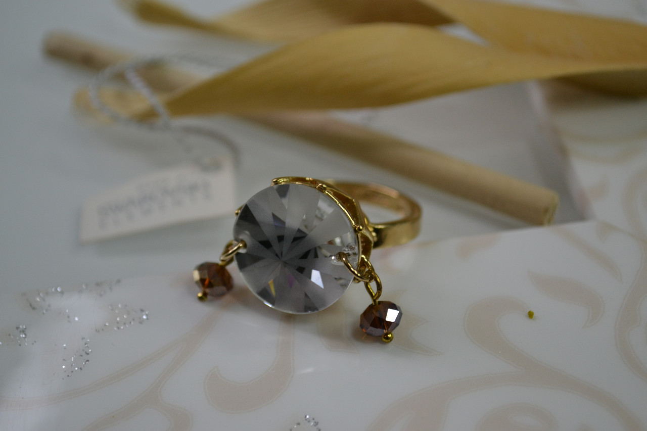 Красивый перстень с кристаллами Swarovski и подвесками - фото 1 - id-p95532725