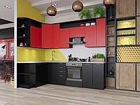 Кухня Виола ЛДСП угловая Черный - Красный