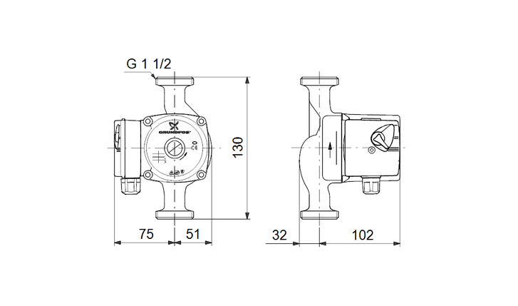 Циркуляционный насос Grundfos UPS 25-60 130, 220 В, фото 2