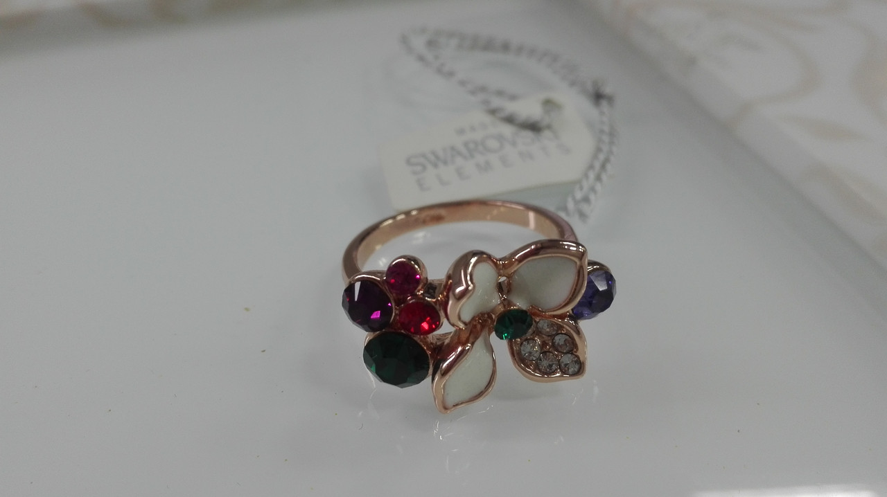 Кольцо красивое, Цветок ,с кристаллами Swarovski - фото 1 - id-p95541745