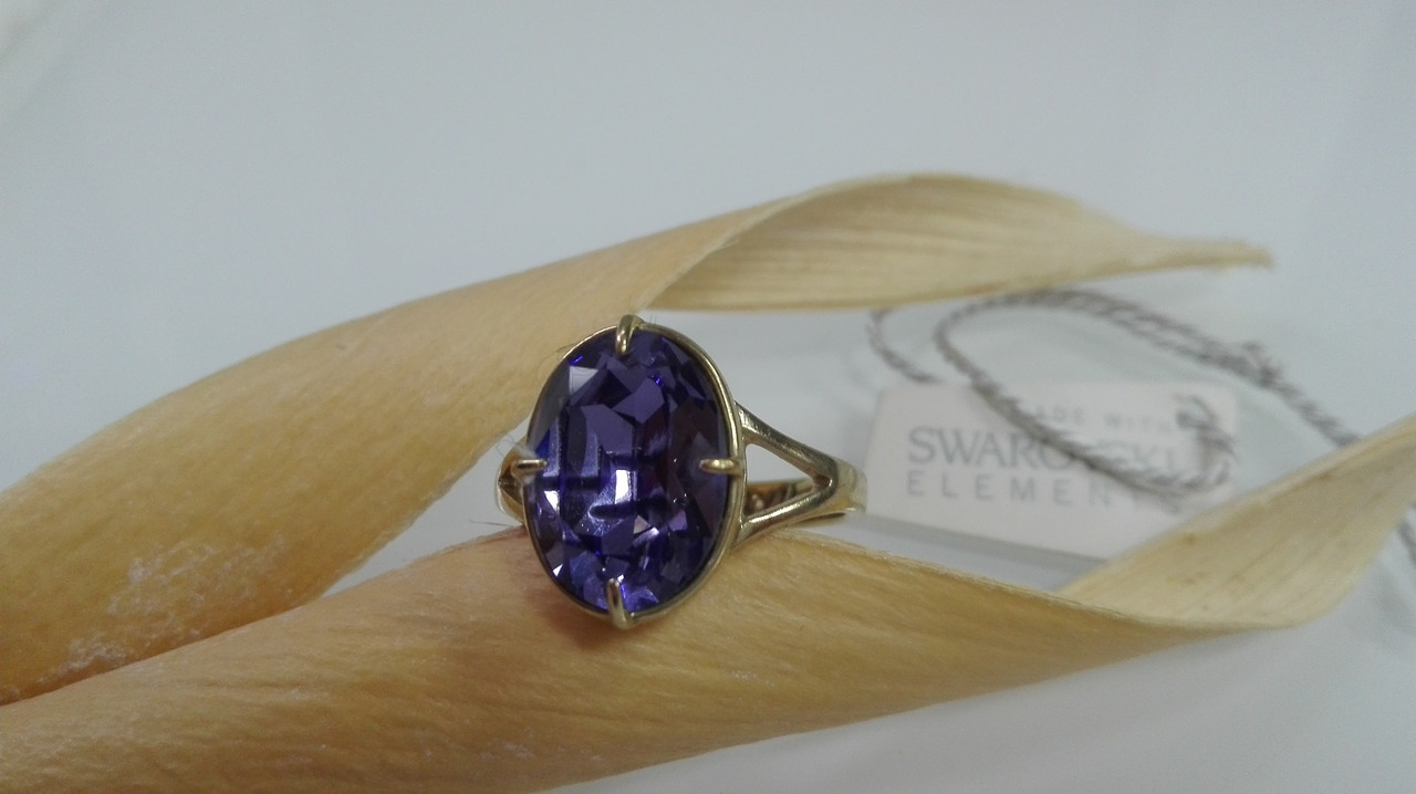 Кольцо красивое, с крупным кристаллом Swarovski - фото 1 - id-p95555157
