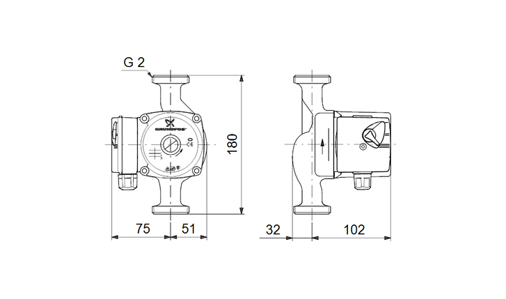 Циркуляционный насос Grundfos UPS 32-70 180, 220 В, фото 2