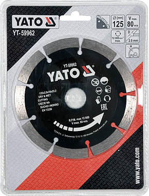 Круг алмазный 125x22.2x2.0мм (сегмент) "Yato" YT-59962, фото 2