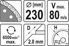 Круг алмазный 230x22.2x2.0мм (турбо) "Yato" YT-59985, фото 2
