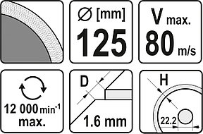 Круг алмазный 125x22.2x1.6мм (для керамики) "Yato"YT-59972, фото 2