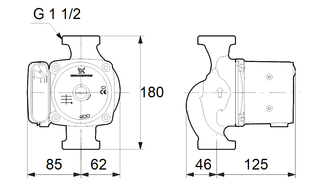 Циркуляционный насос Grundfos UPS 25-80 N, 220 В - фото 2 - id-p95603040