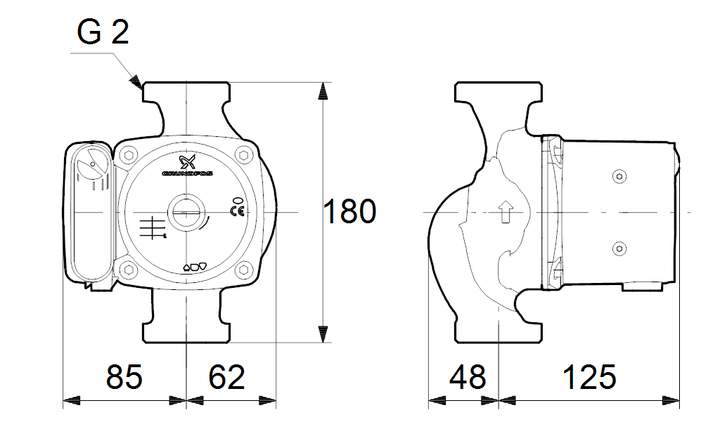 Циркуляционный насос Grundfos UPS 32-80 N, 220 В, фото 2