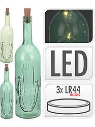 УКРАШЕНИЕ стеклянное светящееся “Бутылка кактус” 31 см (код 992878) (работает от батареек)