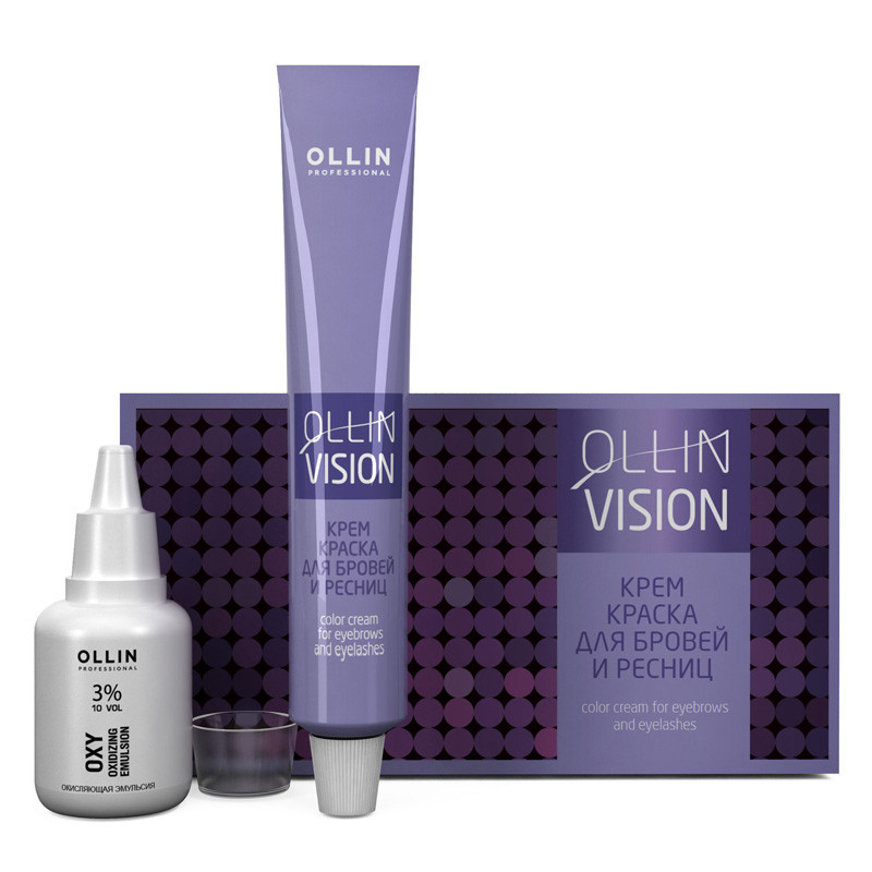 OLLIN Vision Крем-краска для бровей и ресниц черный в наборе