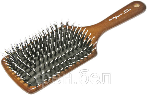Щетка массажная для волос HERCULES деревянная темная щетина+нейлон широкая - фото 1 - id-p58438044