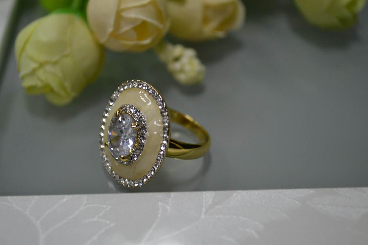 Модное кольцо с эмалью и камнем - фото 2 - id-p95746993