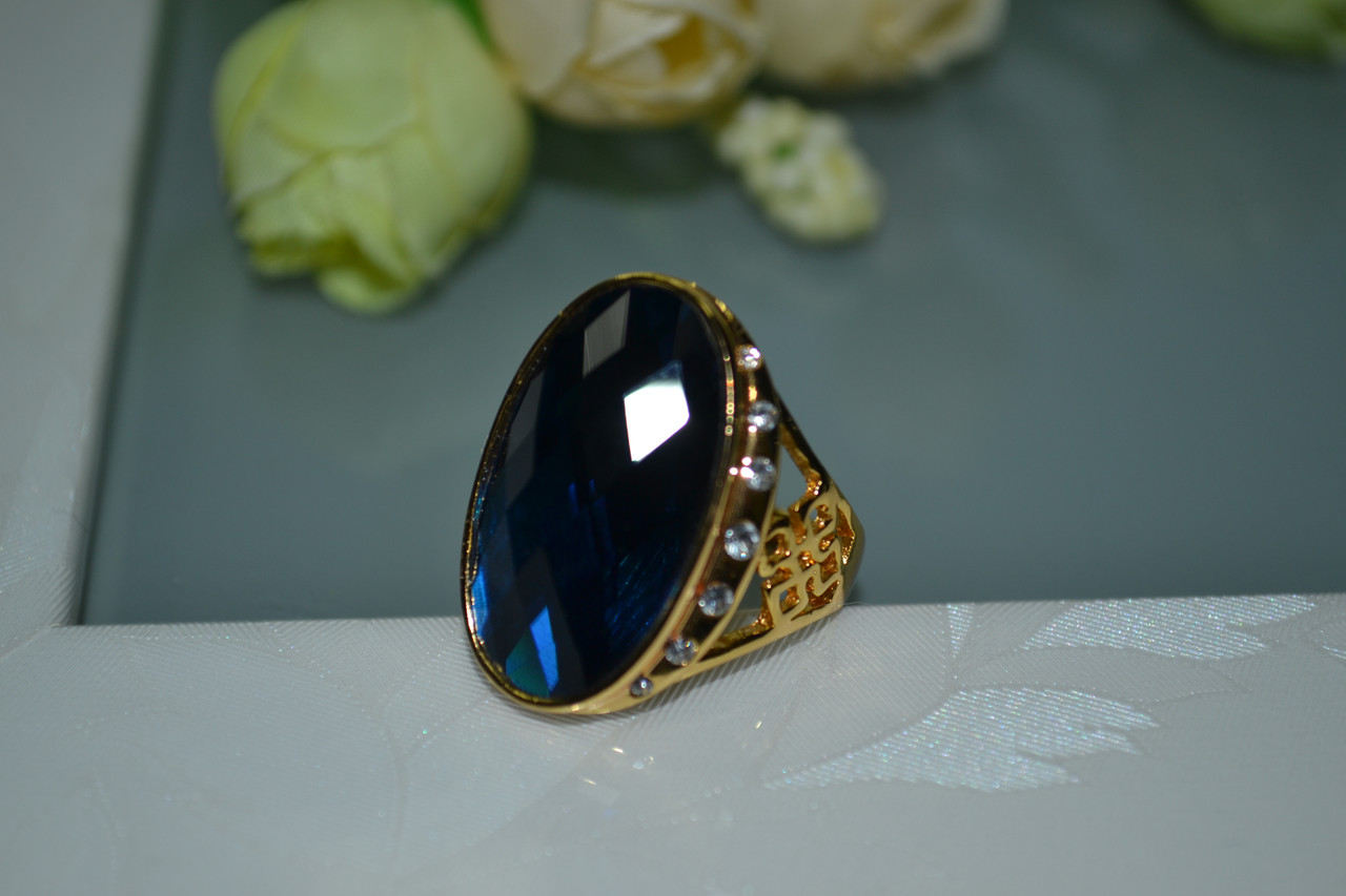 Красивый перстень с синим камнем - фото 1 - id-p95747172