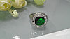 Красивое кольцо с зеленым  камнем, фото 2