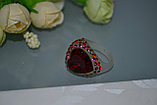Красивое кольцо Сердце с красным камнем, фото 3