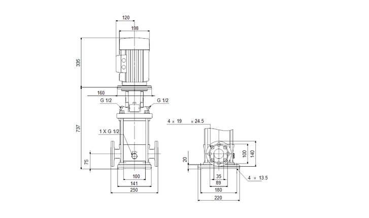 Насос Grundfos CR 5-18 A-FGJ-A-E-HQQE A-FGJ-A-E HQQE, 380 В, фото 2