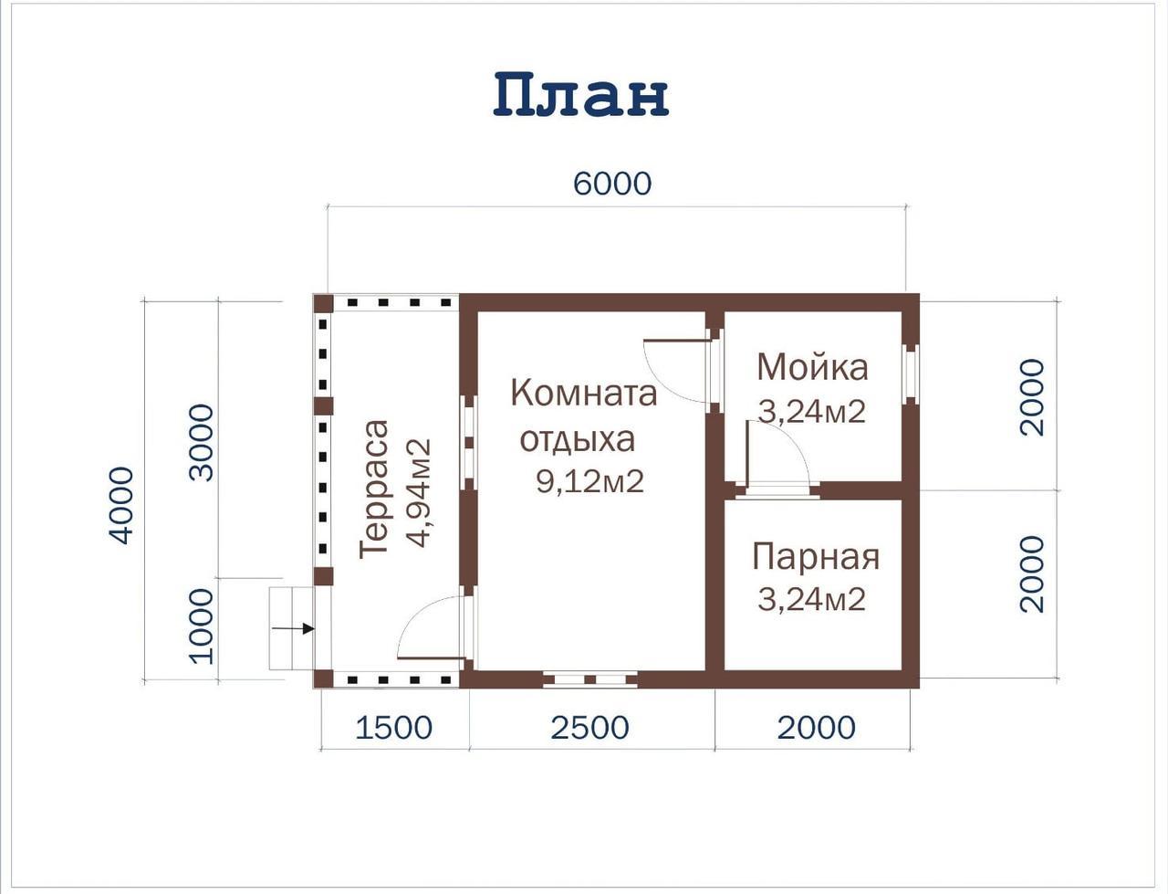 Баня из бруса 4м х 6м - фото 3 - id-p95788629