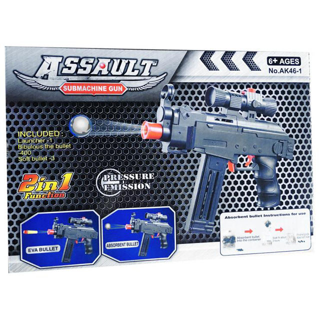 Пистолет-пулемёт Assault АК46-1 с набором пуль вода/присоски - фото 3 - id-p95795289