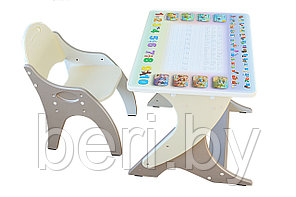 Набор детской мебели 14-262 Интехпроект Растишка (парта + стульчик) Буквы и цифры, Латте-жемчуг