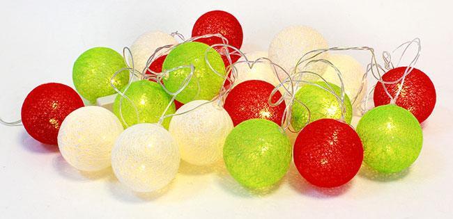 Гирлянда хлопковые шарики SiPL LED микс 3 цвета - фото 3 - id-p95847842