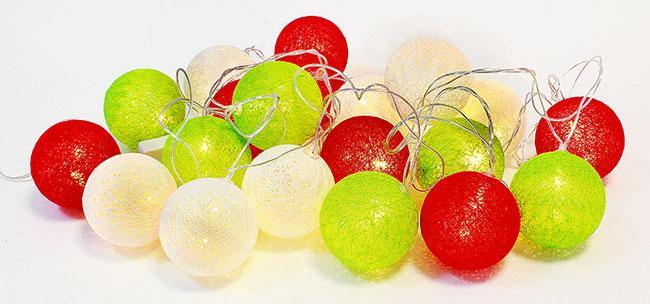 Гирлянда хлопковые шарики SiPL LED микс 3 цвета - фото 4 - id-p95847842