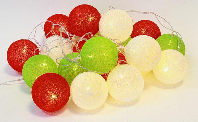 Гирлянда хлопковые шарики SiPL LED микс 3 цвета - фото 2 - id-p95847842