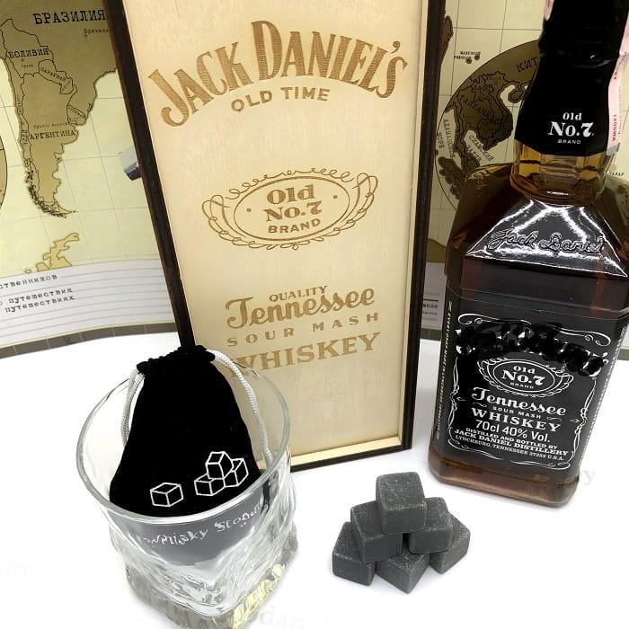 Подарочный набор для виски «JD» со стаканом и камнями - фото 5 - id-p95846449