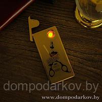 Зажигалка электронная "Барбершоп", USB, спираль, золотая, фото 6