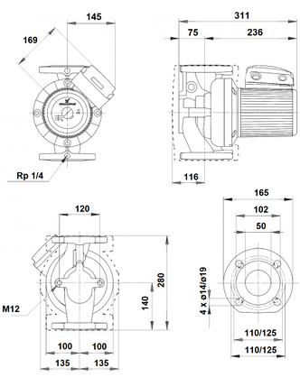 Циркуляционный насос Grundfos UPS 50-120 F, 380 В, фото 2