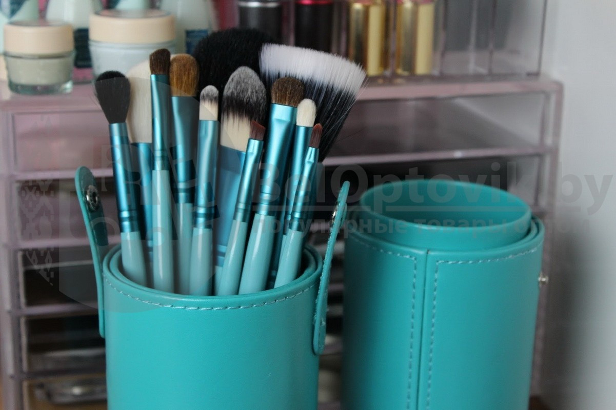 Набор кистей для макияжа MAC в тубусе, 12 кистей Blue (голубой) - фото 8 - id-p93844994