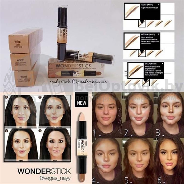 Ликвидация Корректор - карандаш NYX Wonder Stick 2 в 1 (контуринг) WS01 - Light Medium Clair Moyen - фото 4 - id-p93844999