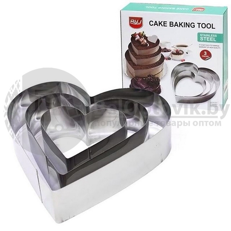 Кольца для торта из нержавеющей стали Cake Baking Tool (3 шт) Сердце Love - фото 3 - id-p93845040